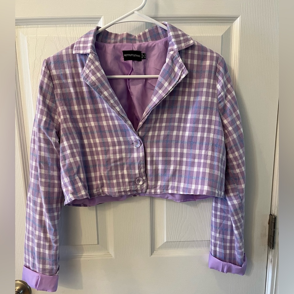 Pretty Little Thing Plaid Crop Jacket